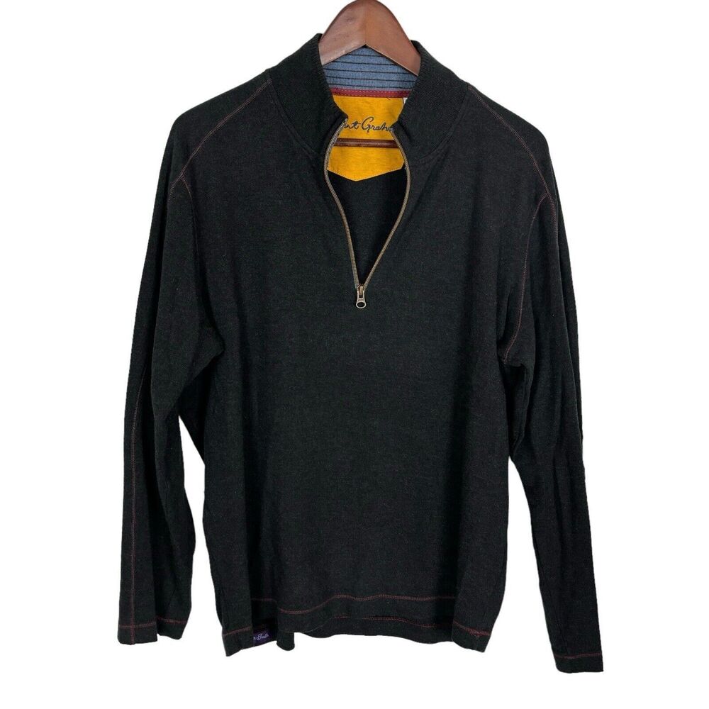 Robert Graham Gray 1/4 Zip Pullover Sweater Classic Fit Men's Medium